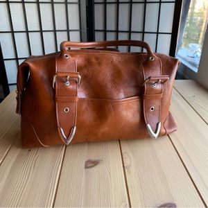 Brown boho Wilson’s Leather mini duffel handbag satchel purse